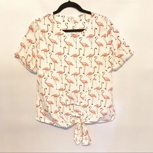Tie Front Flamingo Top Size Medium